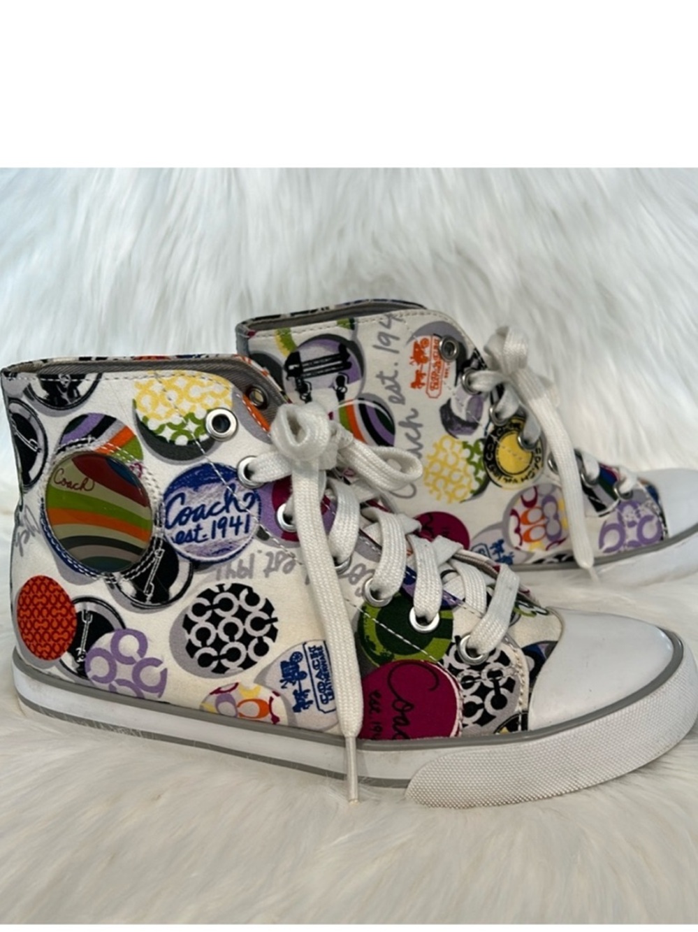 COACH Logo Sneakers Fit 5.5 to 6 - Picture 2 of 14